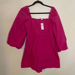 Anthropologie Mare Mare Puff Sleeve Pink Playsuit Romper Size S